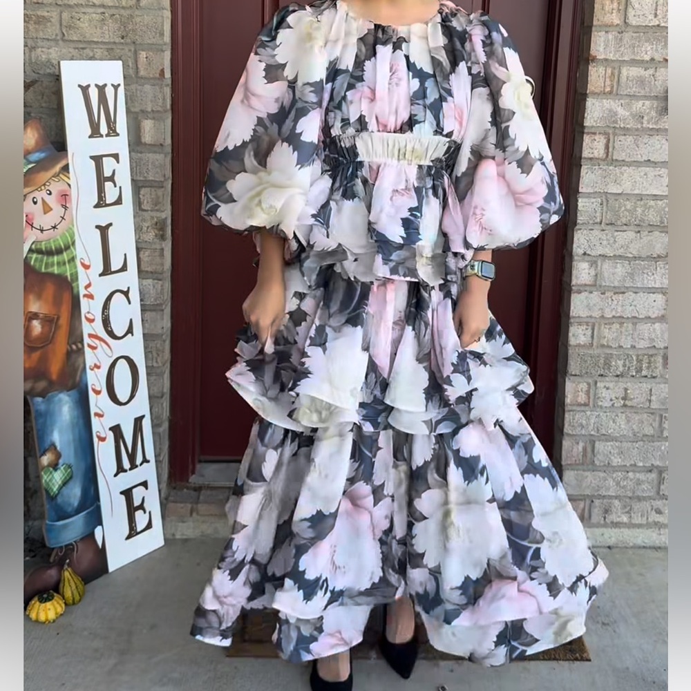 Floral Chiffon tiered Maxi Dress